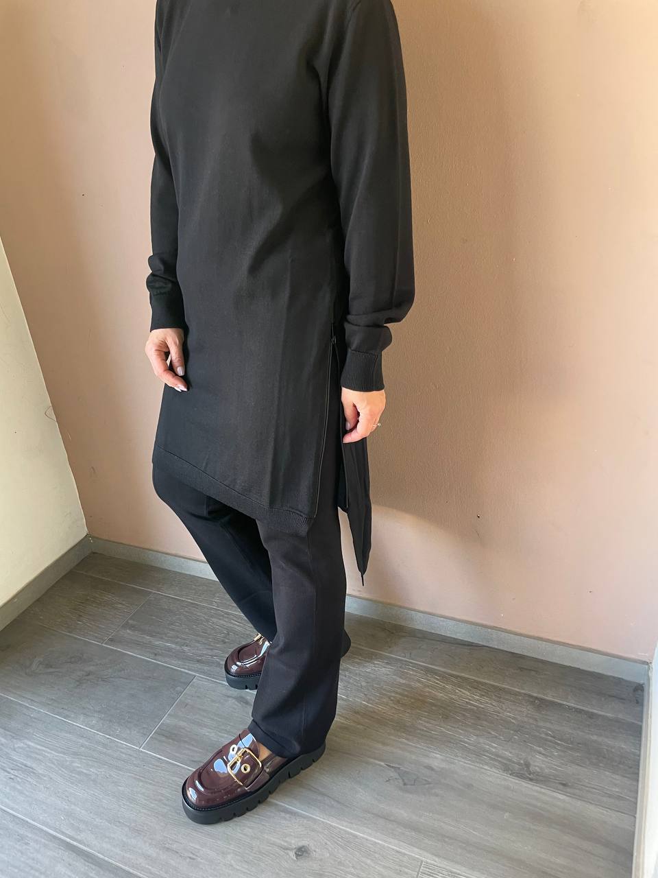 Пальто двубортное макси черное MaxMara