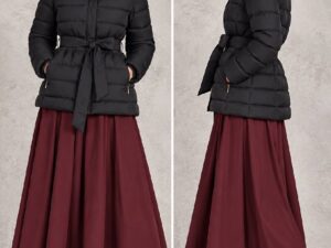 Пуховик стеганый с поясом MaxMara