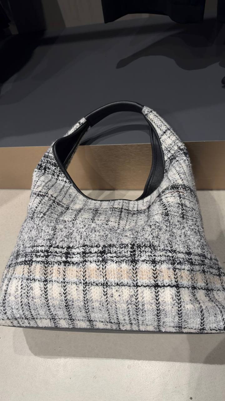 Твидовая сумка-хобо в клетку MaxMara