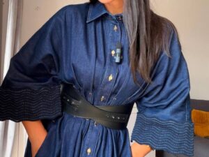 Джинсовое платье-рубашка макси MaxMara
