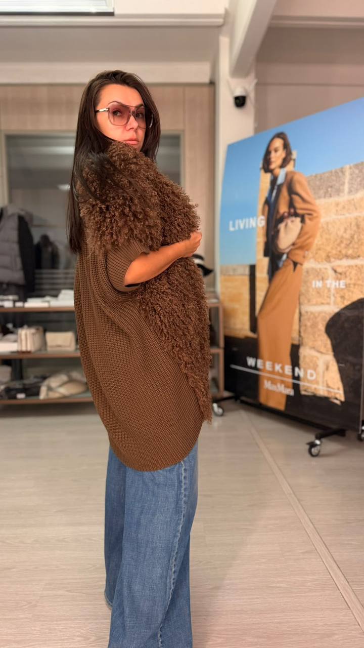 Кардиган-жилет фактурный коричневый MaxMara