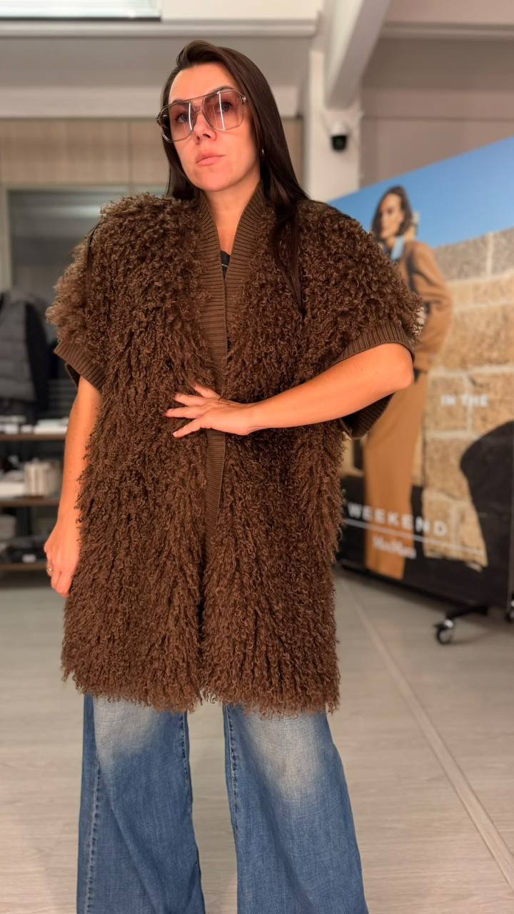 Кардиган-жилет фактурный коричневый MaxMara