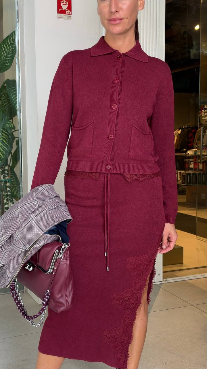 Кардиган трикотажный винного оттенка MaxMara