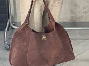 Замшевая сумка-тоут шоколадная MaxMara