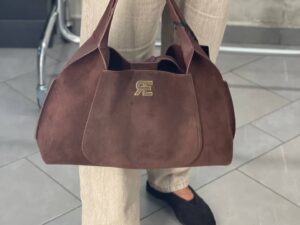 Замшевая сумка-тоут шоколадная MaxMara