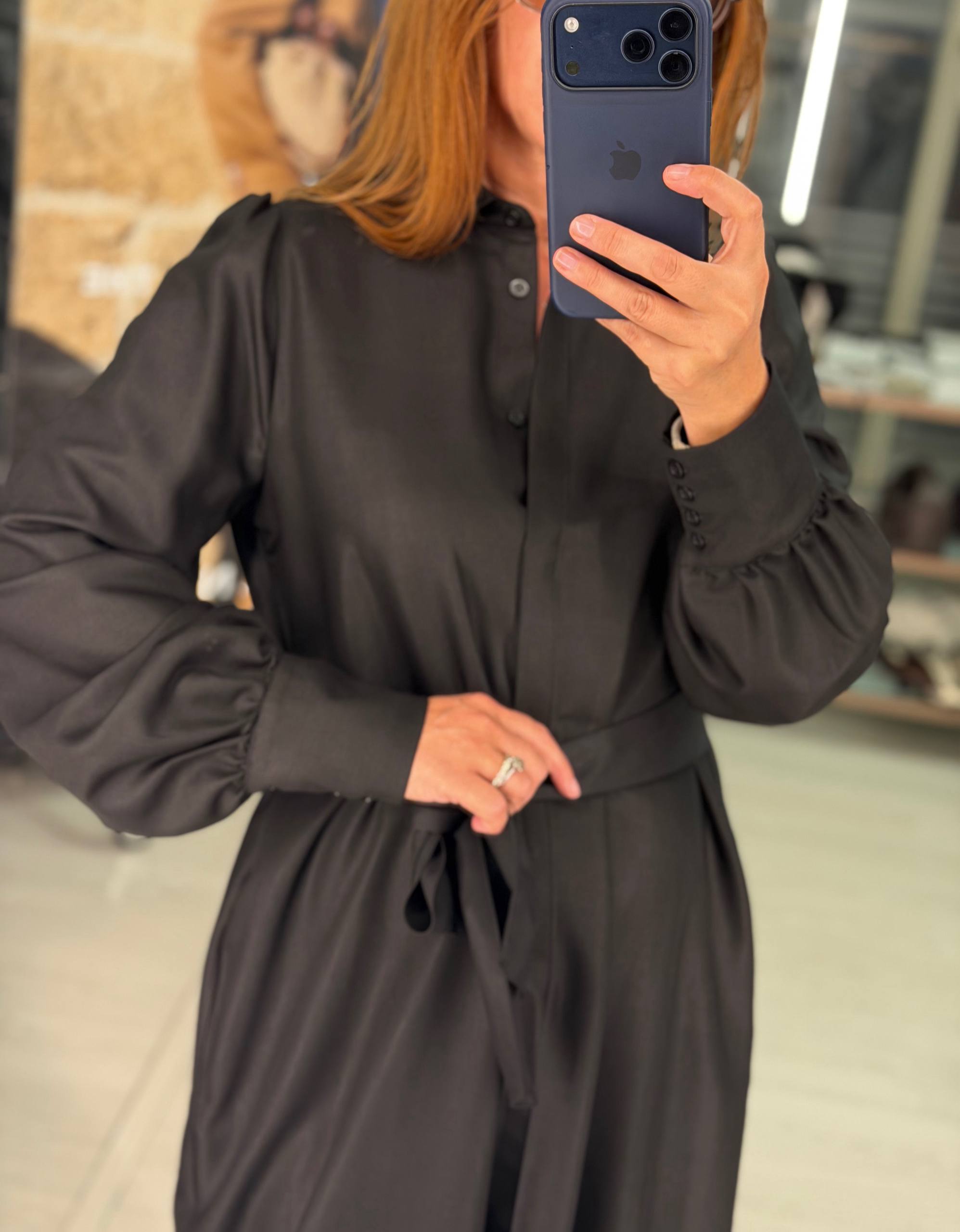 Платье-рубашка макси черное MaxMara