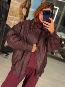 Кожаная куртка-бомбер оверсайз MaxMara